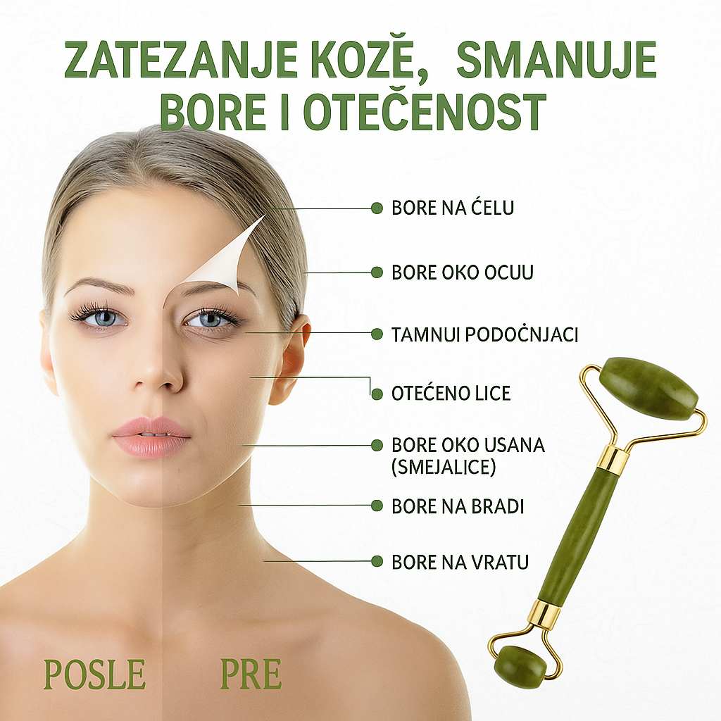 ✨ Valjak za lice od žada – prirodna masaža za blistavu i zategnutu kožu!